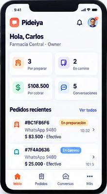 Inicio de Pideiya en móvil